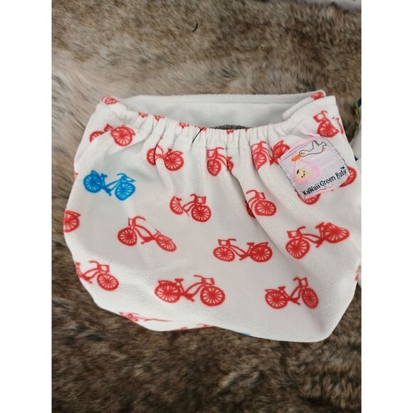 Kawaii Green‎ Baby Reusable Cloth Diaper Covers With Bicycle & Owl Prints - Picture 5 of 8